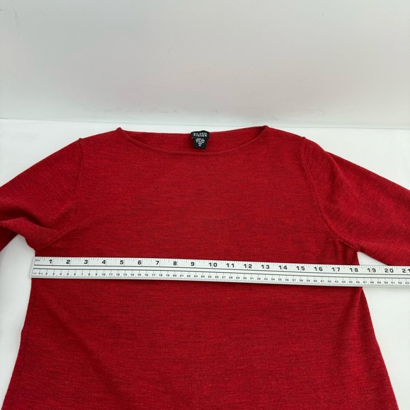 Eileen Fisher Womens Red 3/4 Sleeve 100% Wool Blouse Top Shirt Sz M - Picture 6 of 11